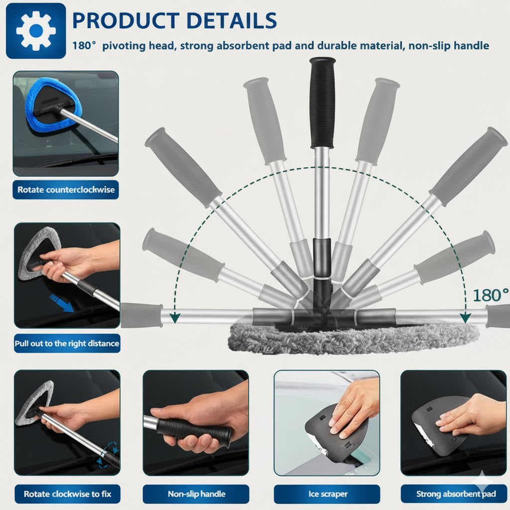 Telescopic Microfiber Car Window Cleaning Brush